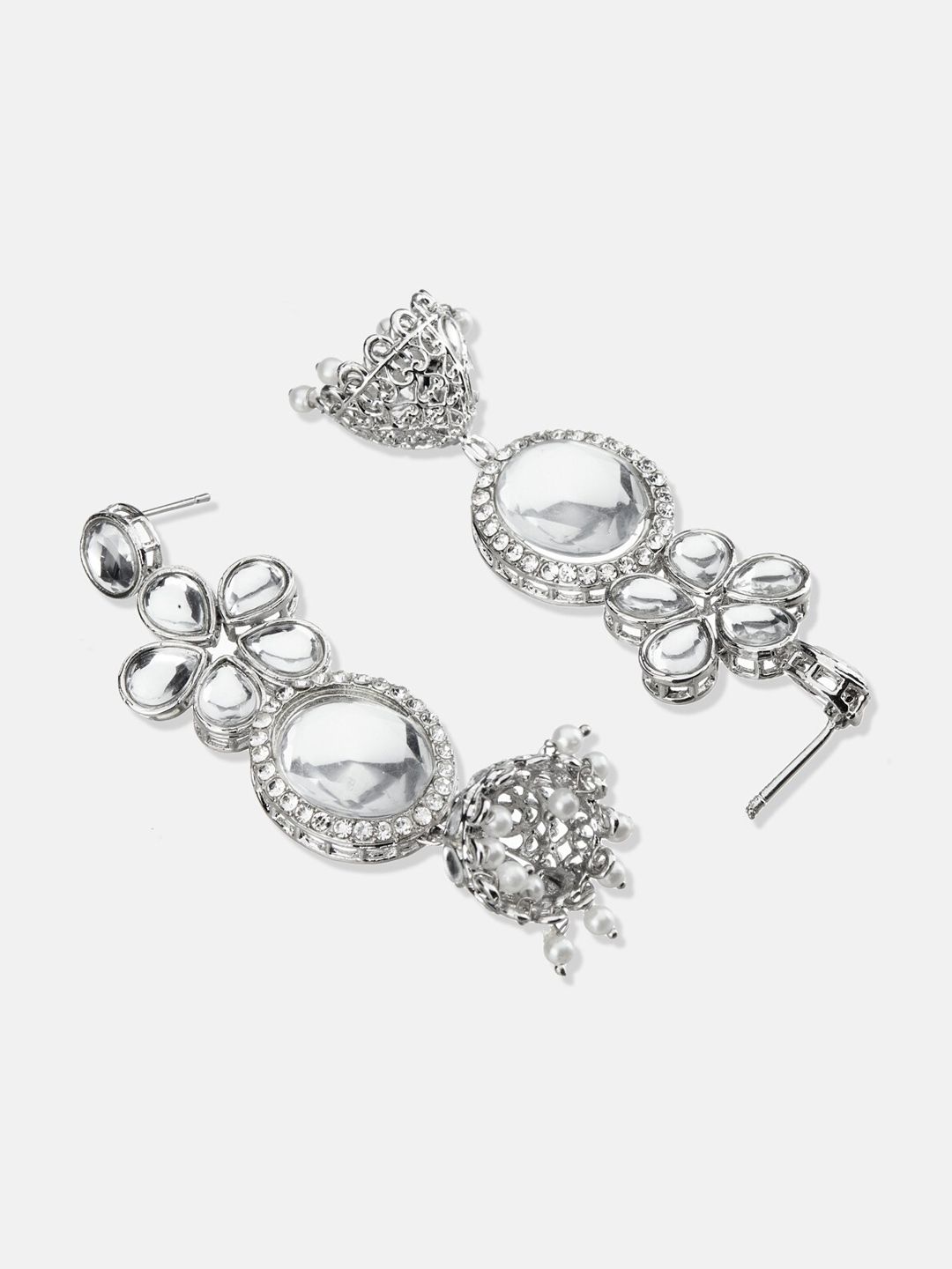 ATIBELLE Silver Plated Kundan Jumkas