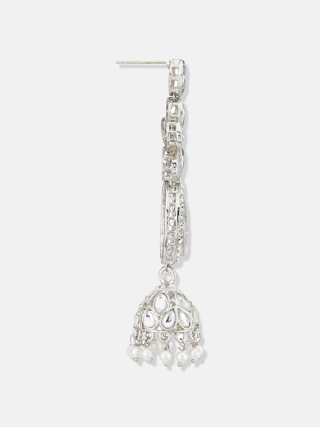 ATIBELLE Silver Plated Kundan Jumkas
