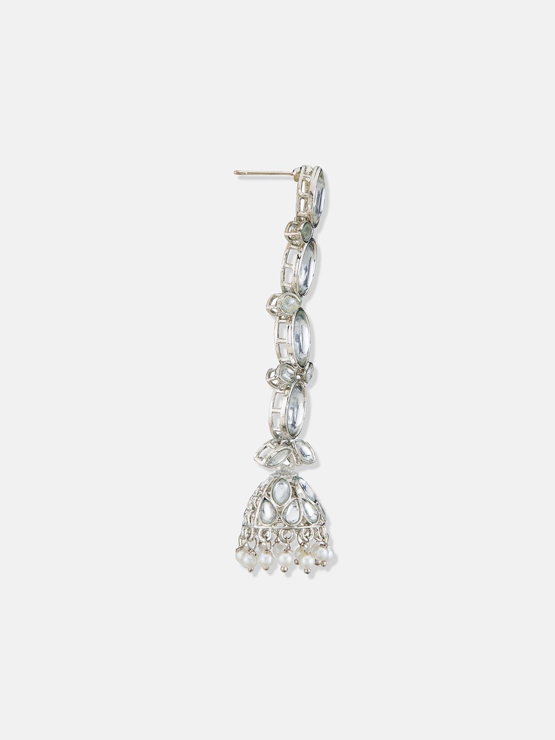 ATIBELLE Silver-Toned & White Kundan Earrings