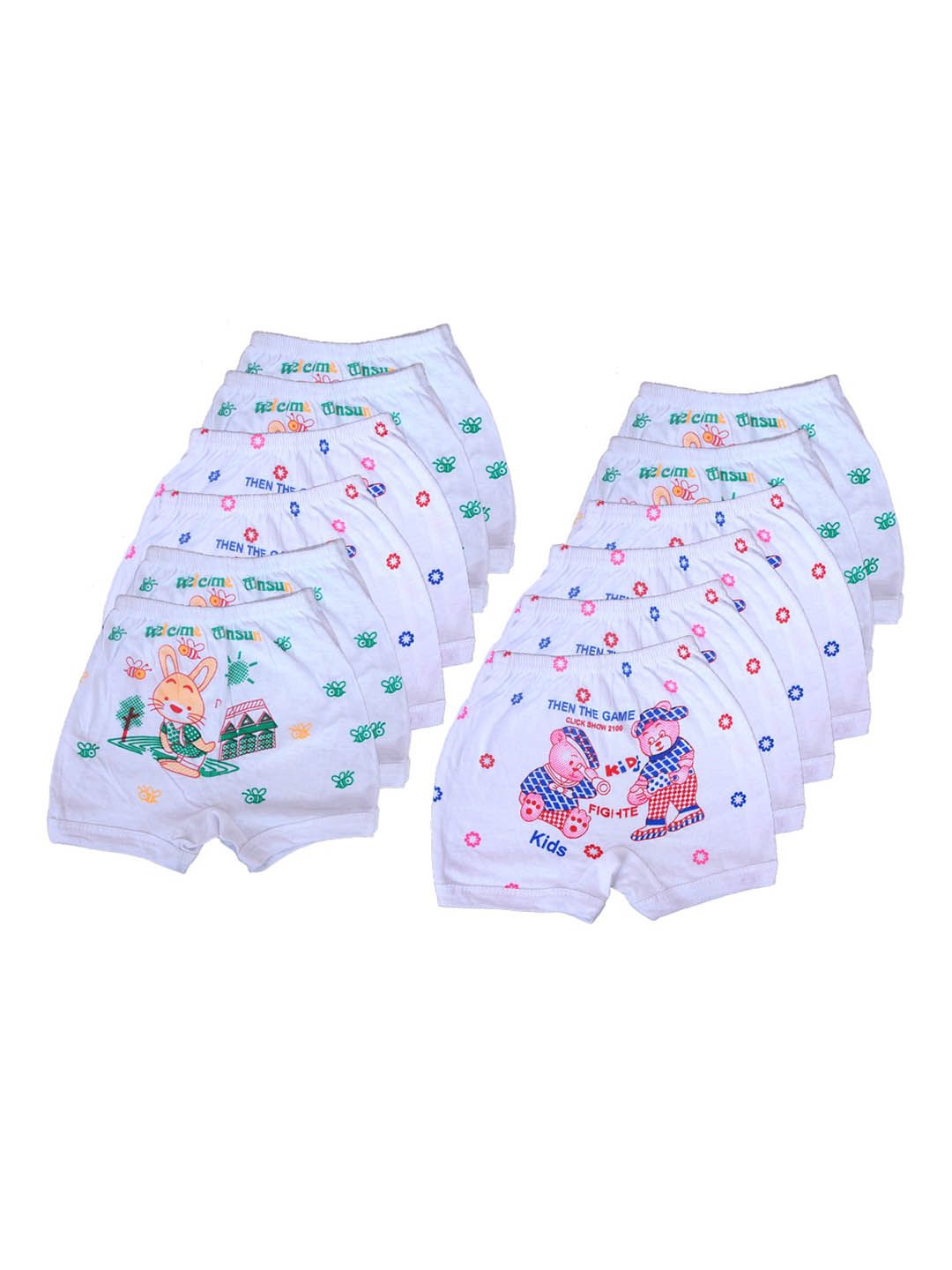 BAESD Kids Pack Of 12 Graphic Printed Pure Cotton Basic Briefs