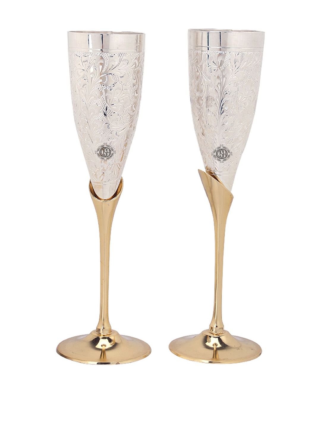 DSH Crafting Your Curiosity 2 Pieces Silver Plated Brass Wine Glasses 200 ml-image-9