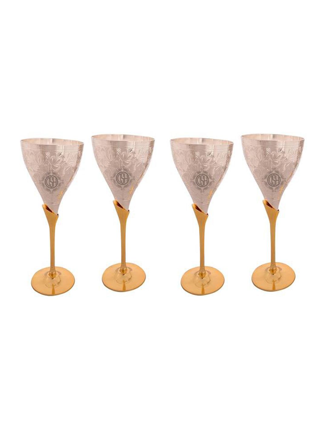 DSH Crafting Your Curiosity Gold Toned 4 Pieces Silver Plated Brass Wine Glasses 200 ml-picture-13