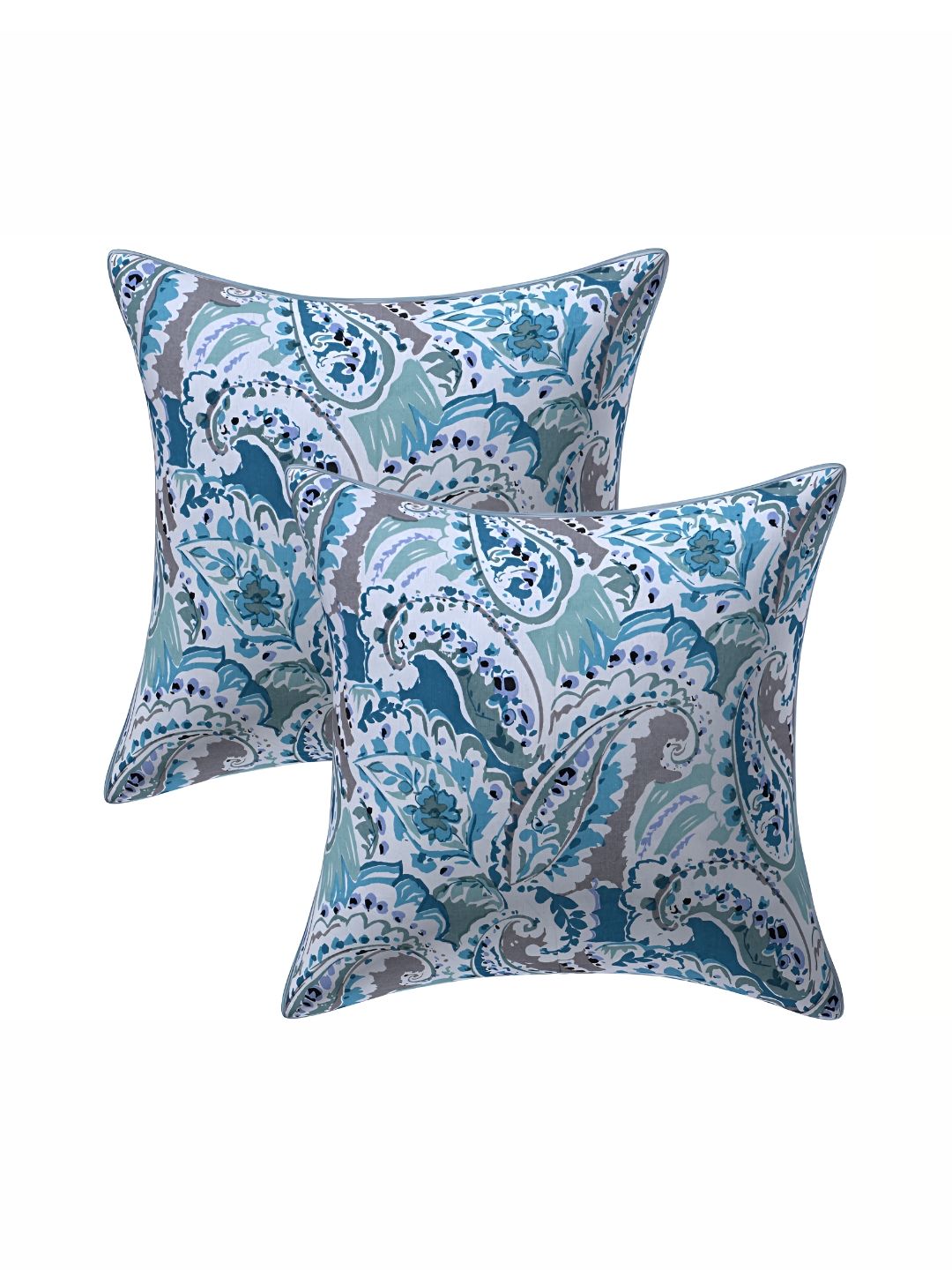 Texstylers Blue & Black 2 Pieces Cotton Square Cushion Covers-image-38