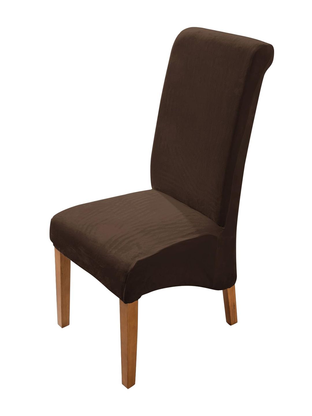 HOKIPO Brown Stretchable Velvet Long Back Chair Cover-picture-36