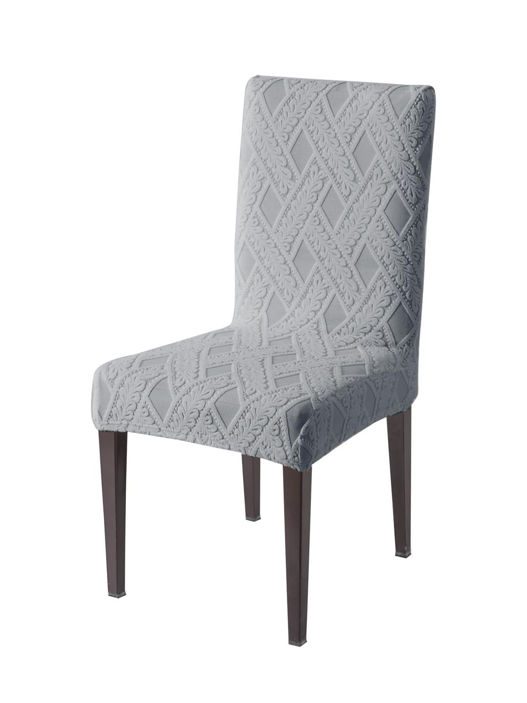 HOKIPO Grey Melange Textured Jacquard Chair Cover-picture-18