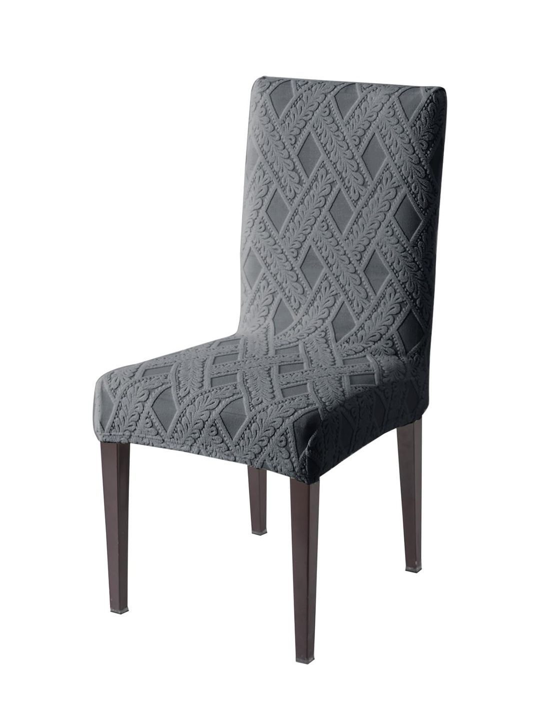 HOKIPO Grey Printed Jacquard Chair Cover