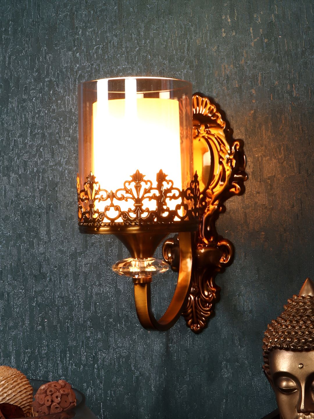 ELIANTE Gold Toned Iron Contemporary Cylinder Shaped Wall Lamp-picture-43