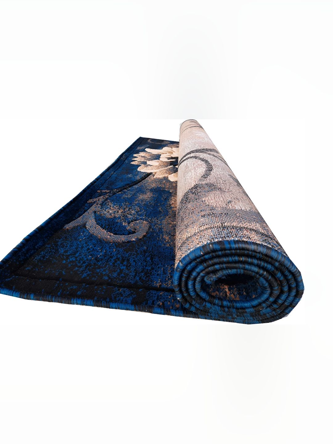 SANA CARPET Navy Blue & Brown Floral Cotton Carpet-picture-19