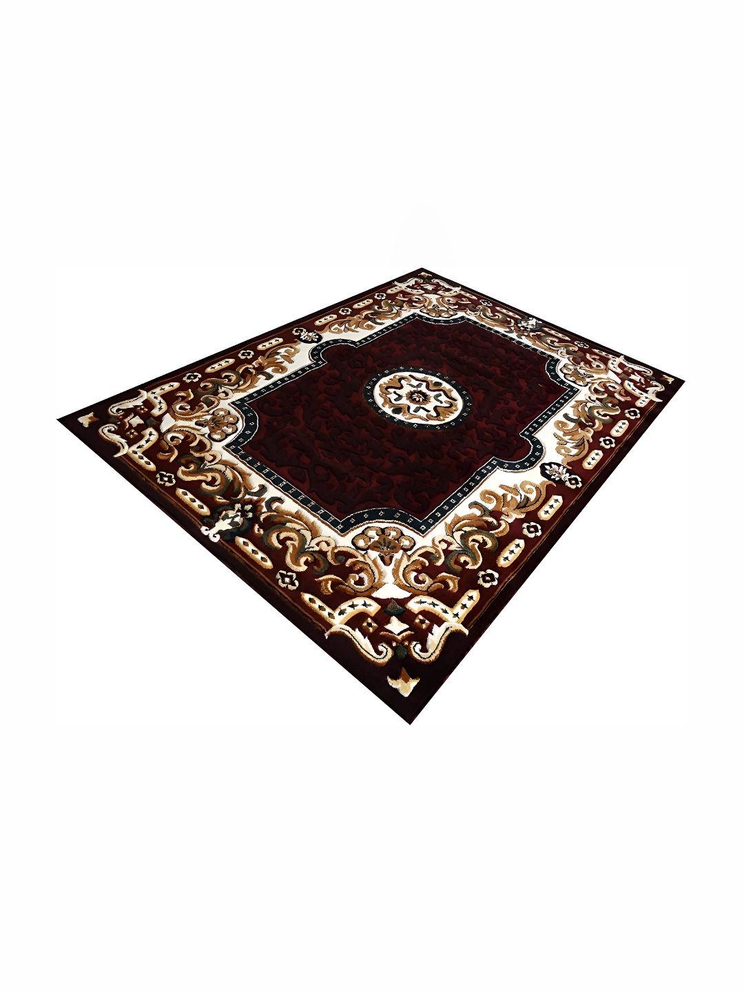 SANA CARPET Brown & White Ethnic Motifs Cotton Carpet-picture-6