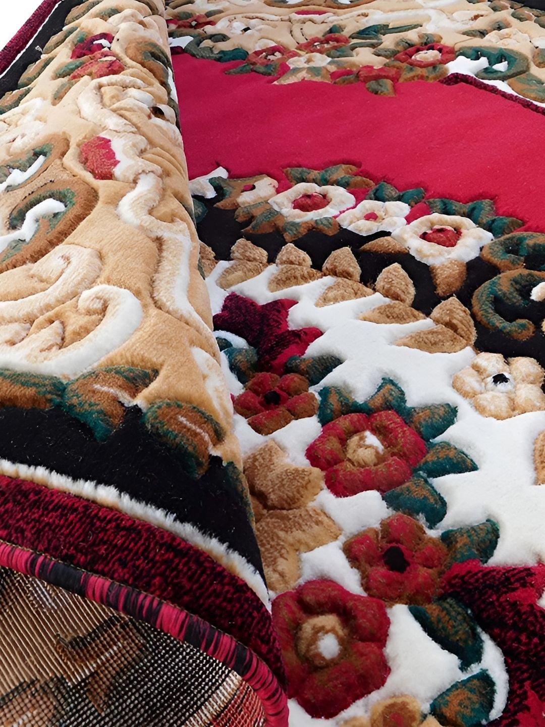 SANA CARPET Red & White Ethnic Motifs Cotton Carpet-picture-29
