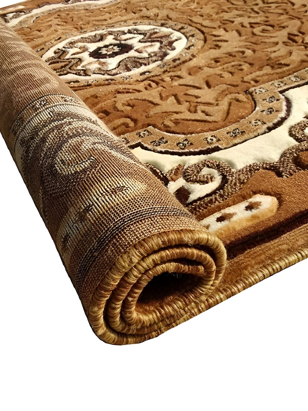 SANA CARPET Brown & Off White Ethnic Motifs Cotton Carpet-image-3
