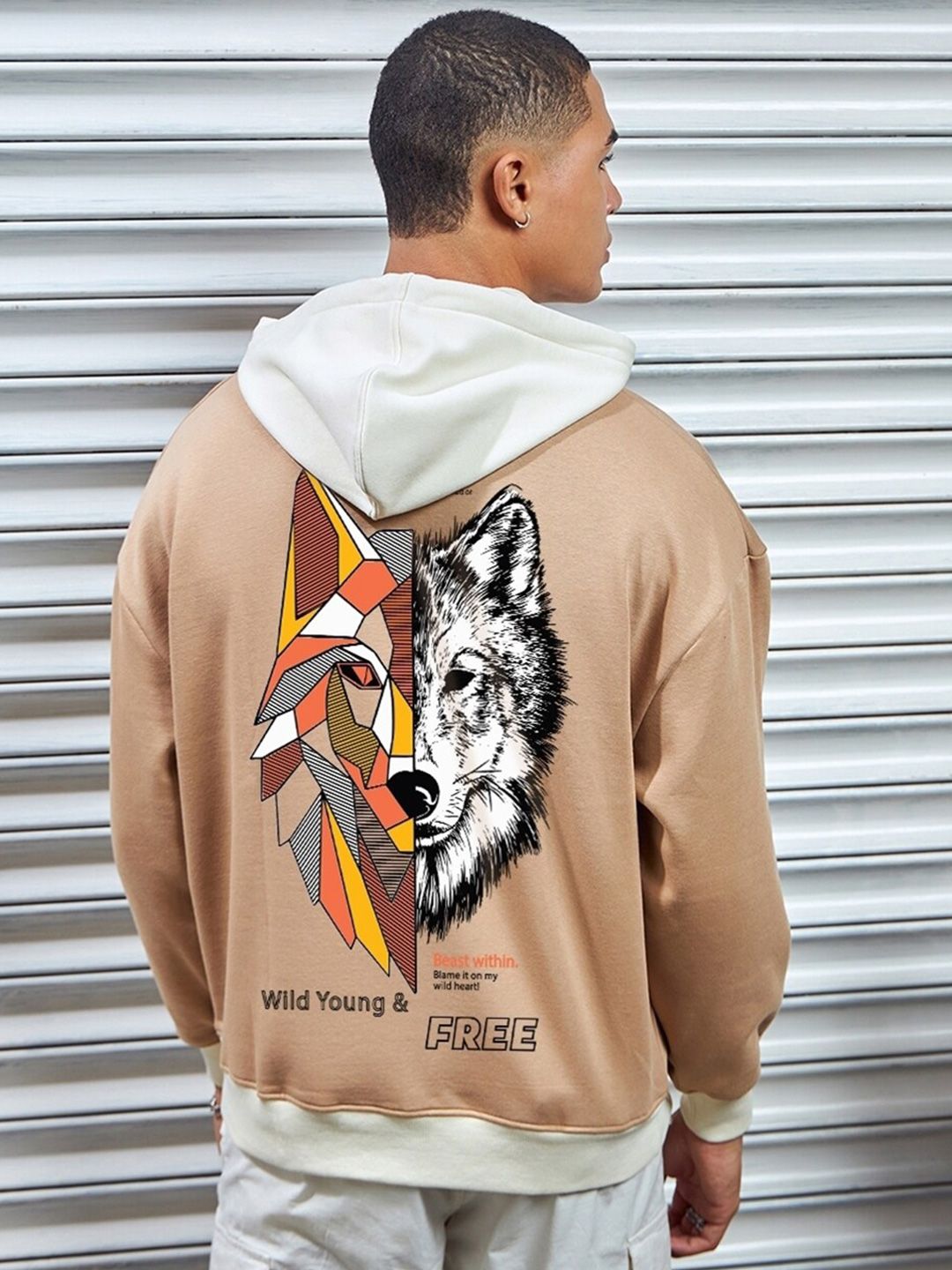 Bewakoof Heavy Duty 1.0 Men Beast Within Graphic Printed Oversized Hoodies-picture-21