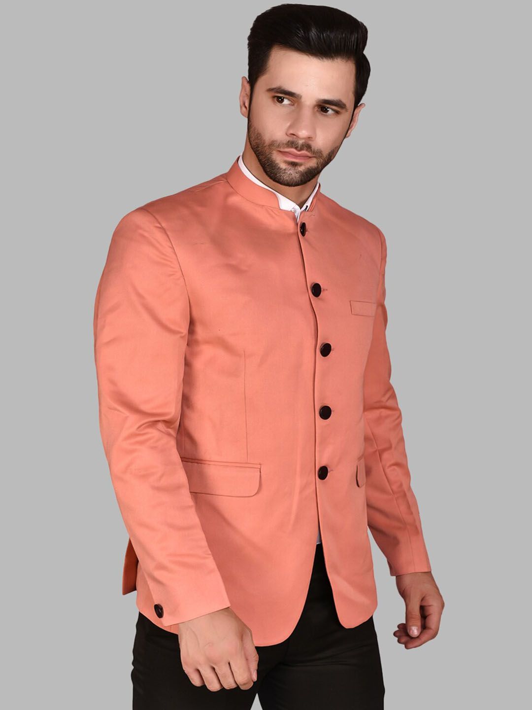 PRINTCULTR Mandarin Collar Regular-Fit Bandhgala Blazer-image-34