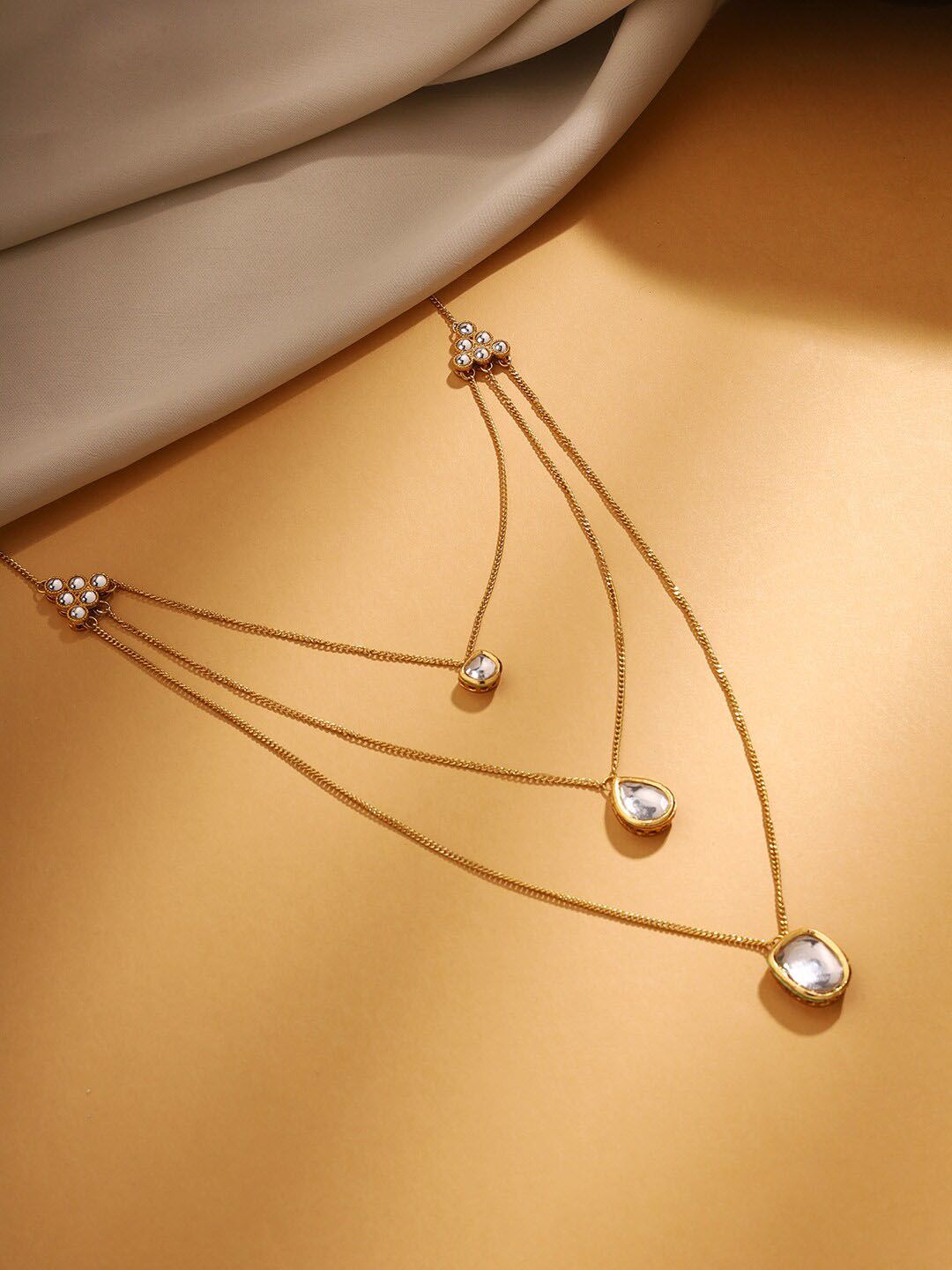 Priyaasi Gold-Plated Kundan-Studded Three Layered Necklace-picture-15