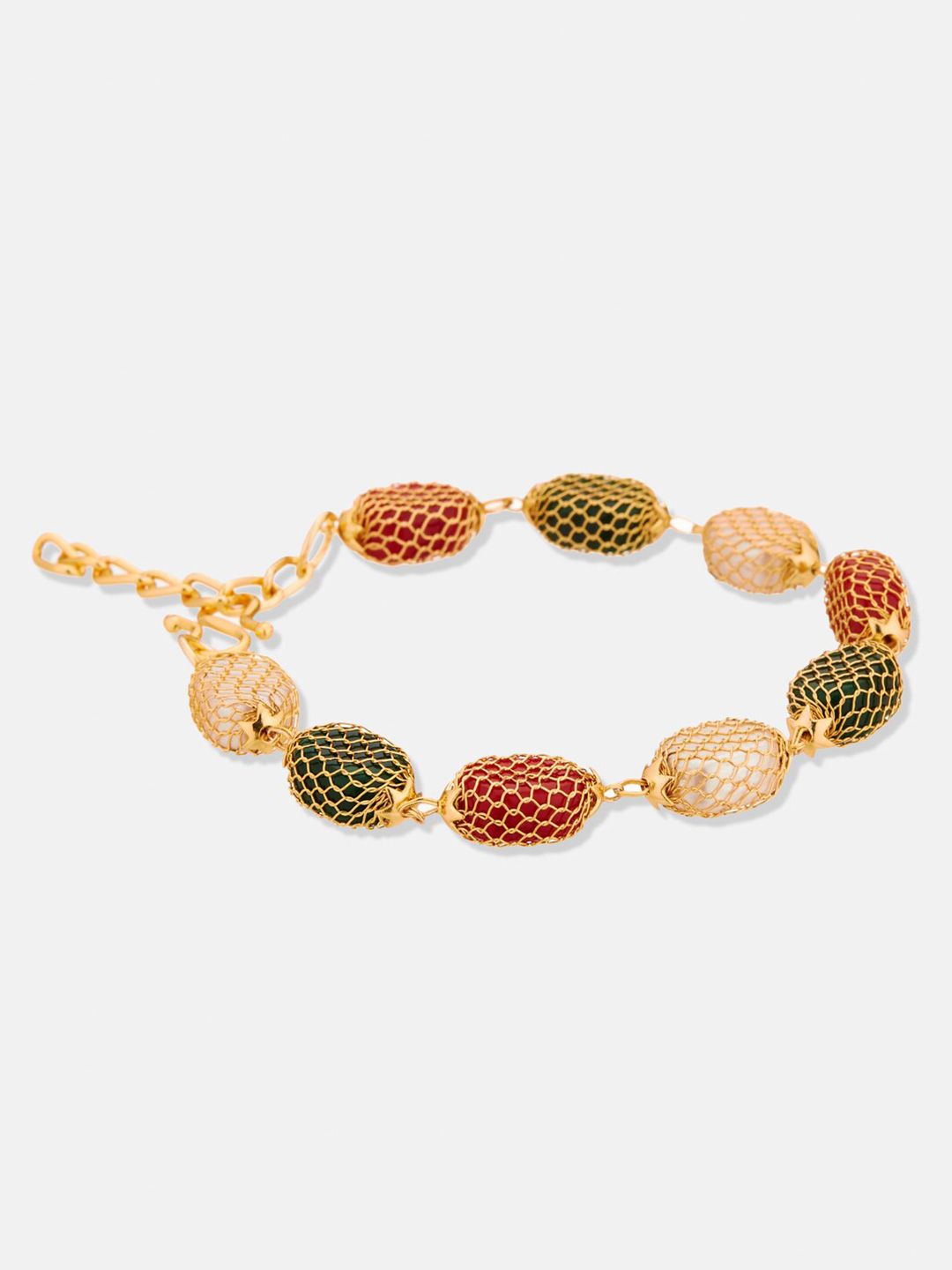 ATIBELLE Gold-Plated Artificial Beads Beaded Wraparound Bracelet