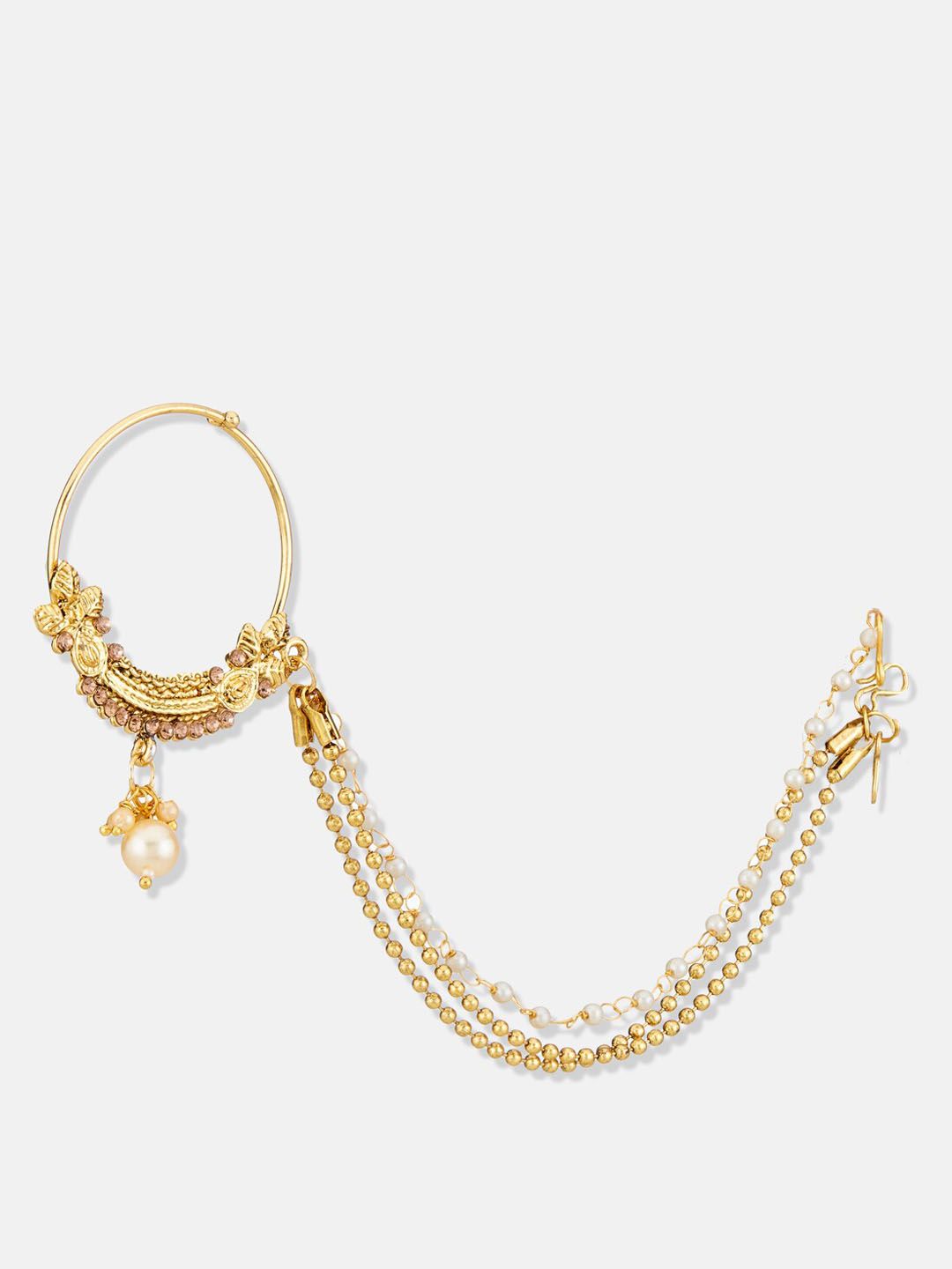 ATIBELLE Gold Plated Pearl Beaded Nosering