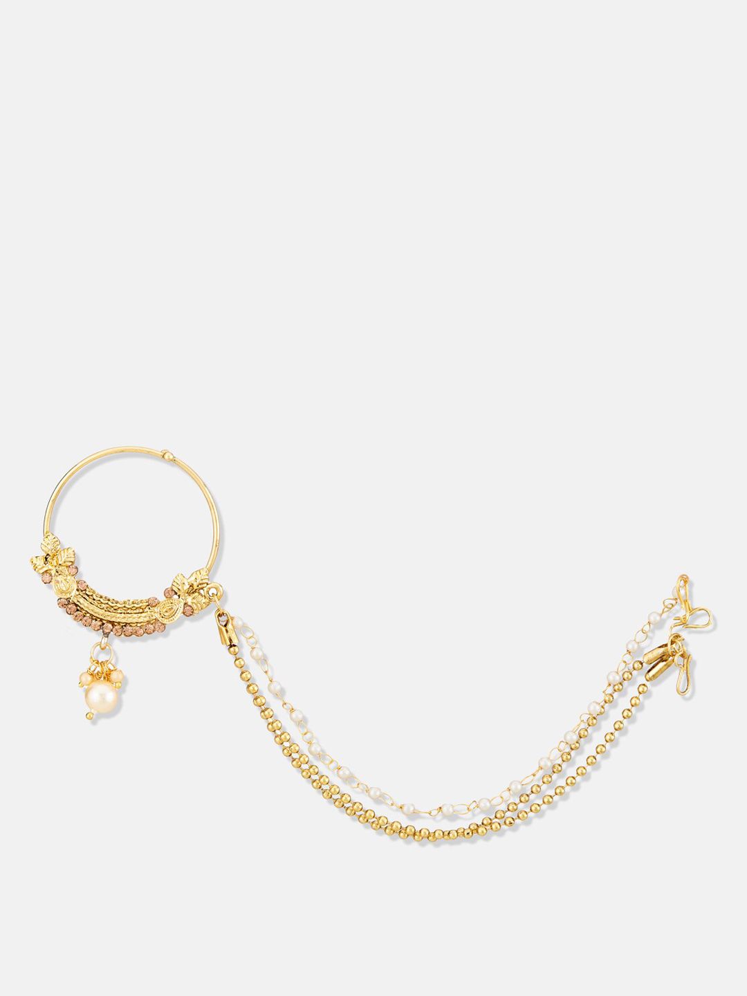 ATIBELLE Gold Plated Pearl Beaded Nosering
