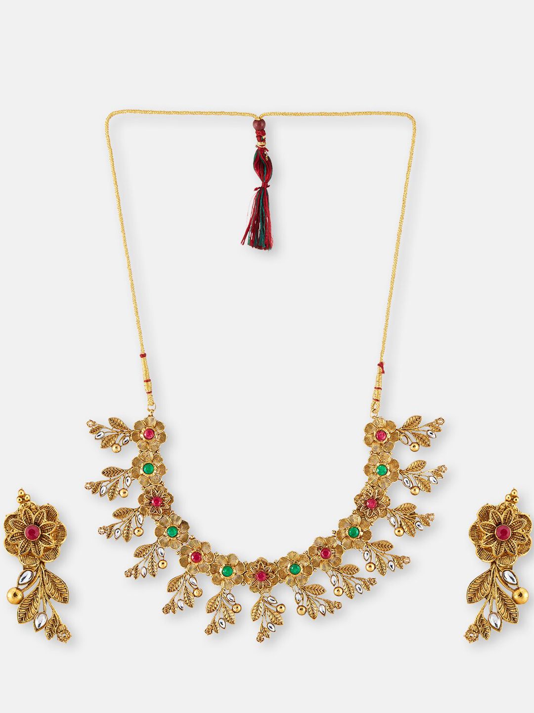 ATIBELLE Gold-Plated Stone Studded Jewellery Set