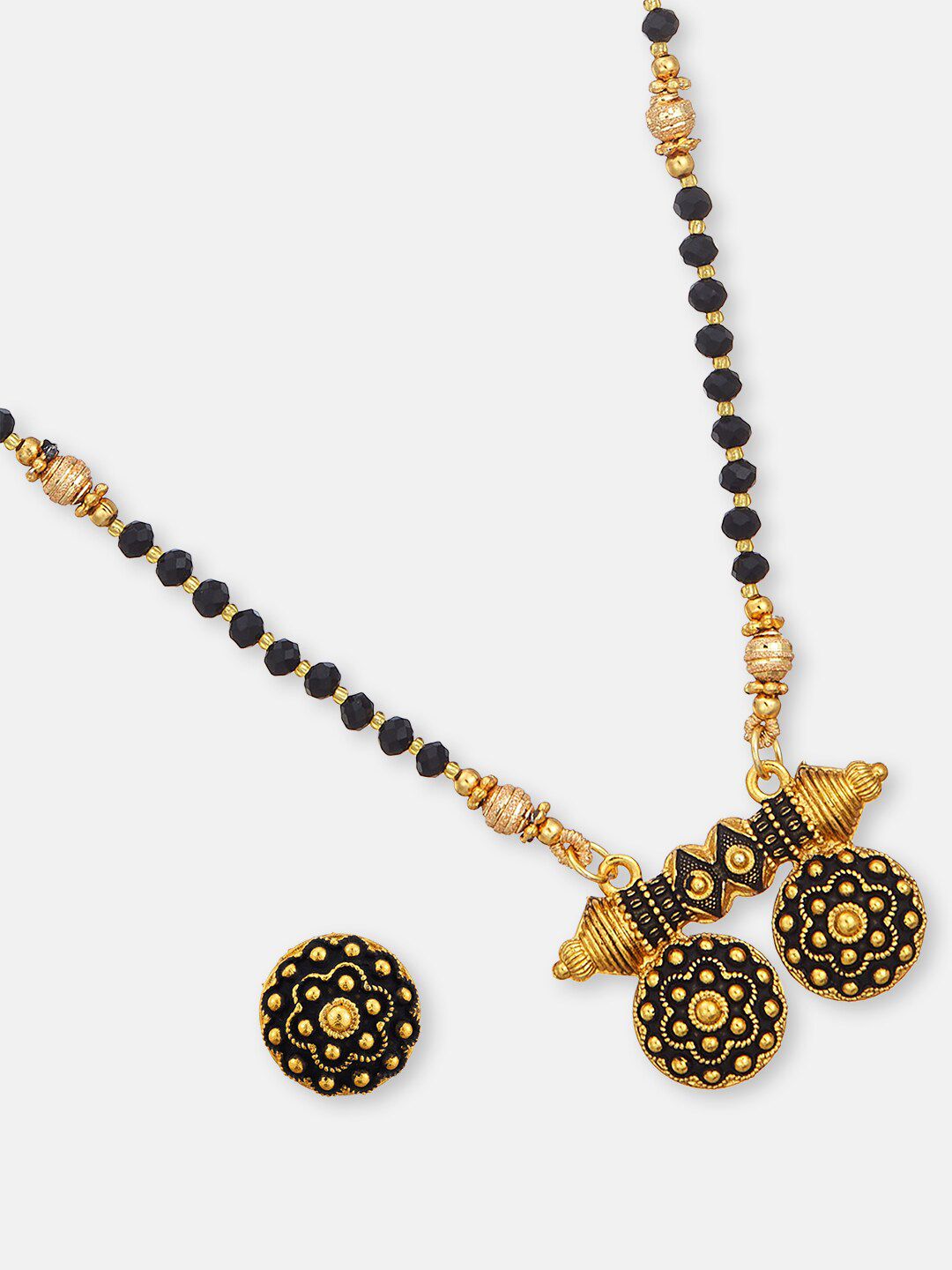 ATIBELLE Gold Plated Stone Studded & Beaded Mangalsutra