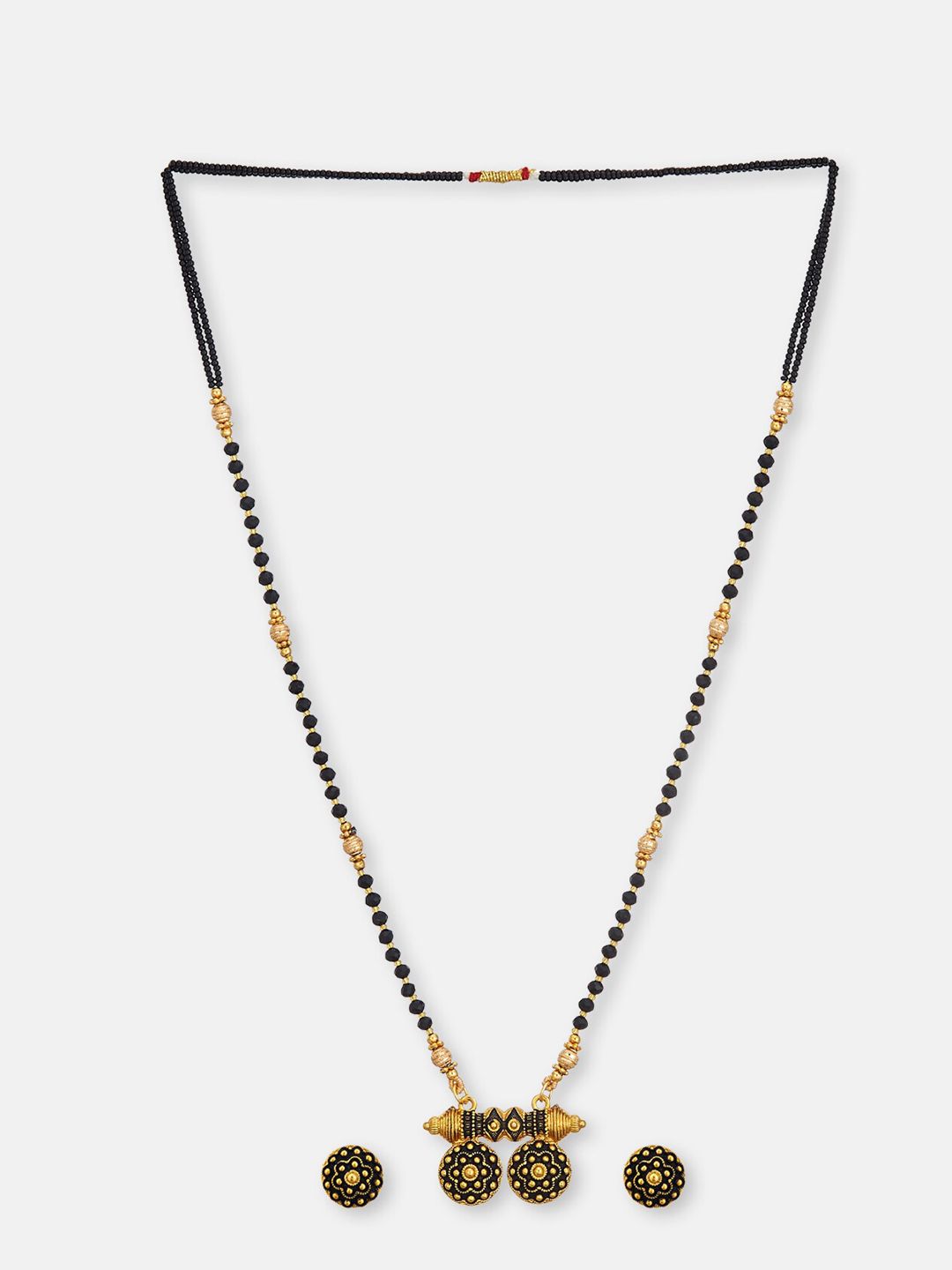 ATIBELLE Gold Plated Stone Studded & Beaded Mangalsutra