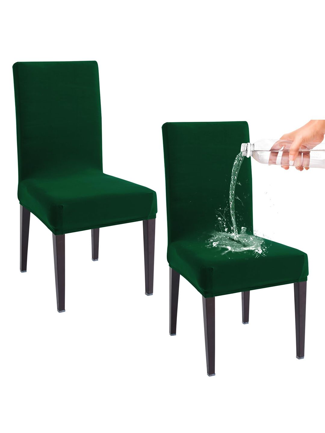 HOKIPO 2 Pcs Green 130 GSM Water-Resistant Stretchable Chair Covers-picture-27