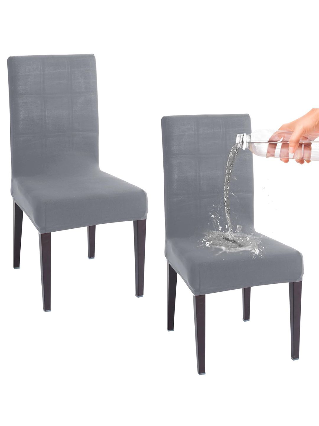 HOKIPO Grey Melange 2 Pieces Water-Resistant 130 GSM Chair Cover-picture-10