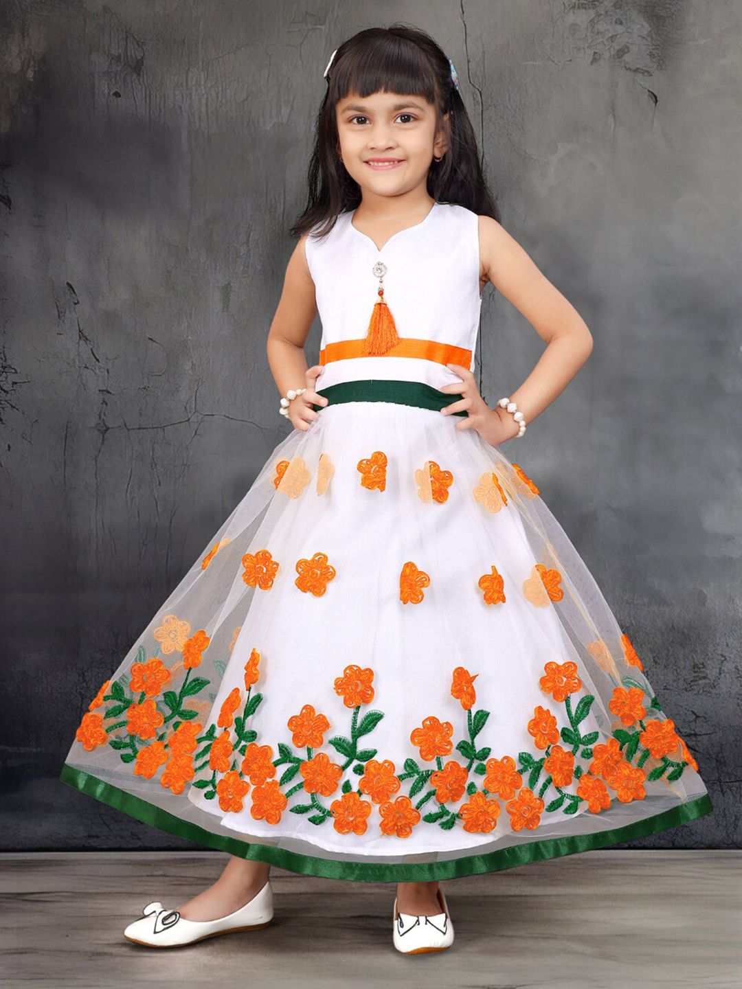 BAESD Girls Floral Embroidered Sleeveless Pure Cotton Maxi Dress-picture-54