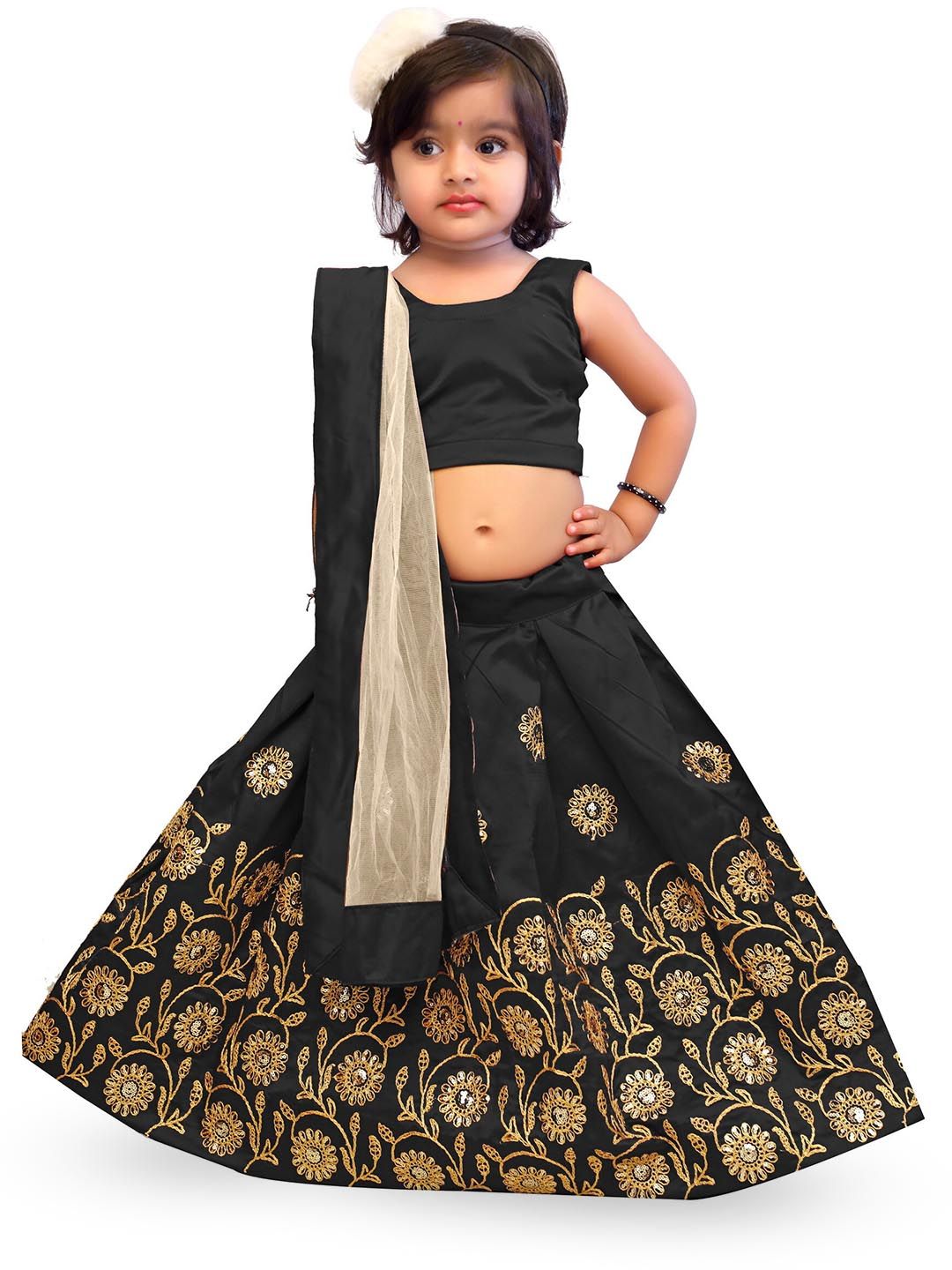 BAESD Girls Floral Embroidered Sequinned Ready to Wear Lehenga & Blouse With Dupatta-image-40