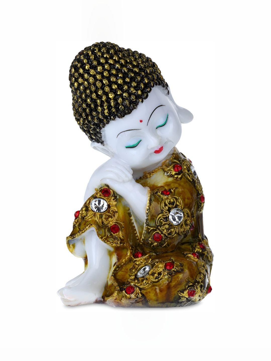 GW CREATIONS Gold Toned & White Buddha Idol Showpiece-picture-42