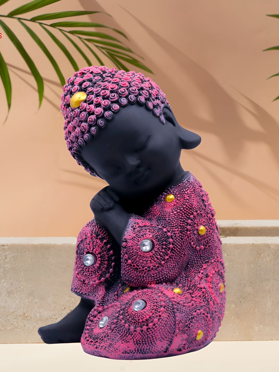 GW CREATIONS Pink & Black Buddha Idol Showpiece-picture-12
