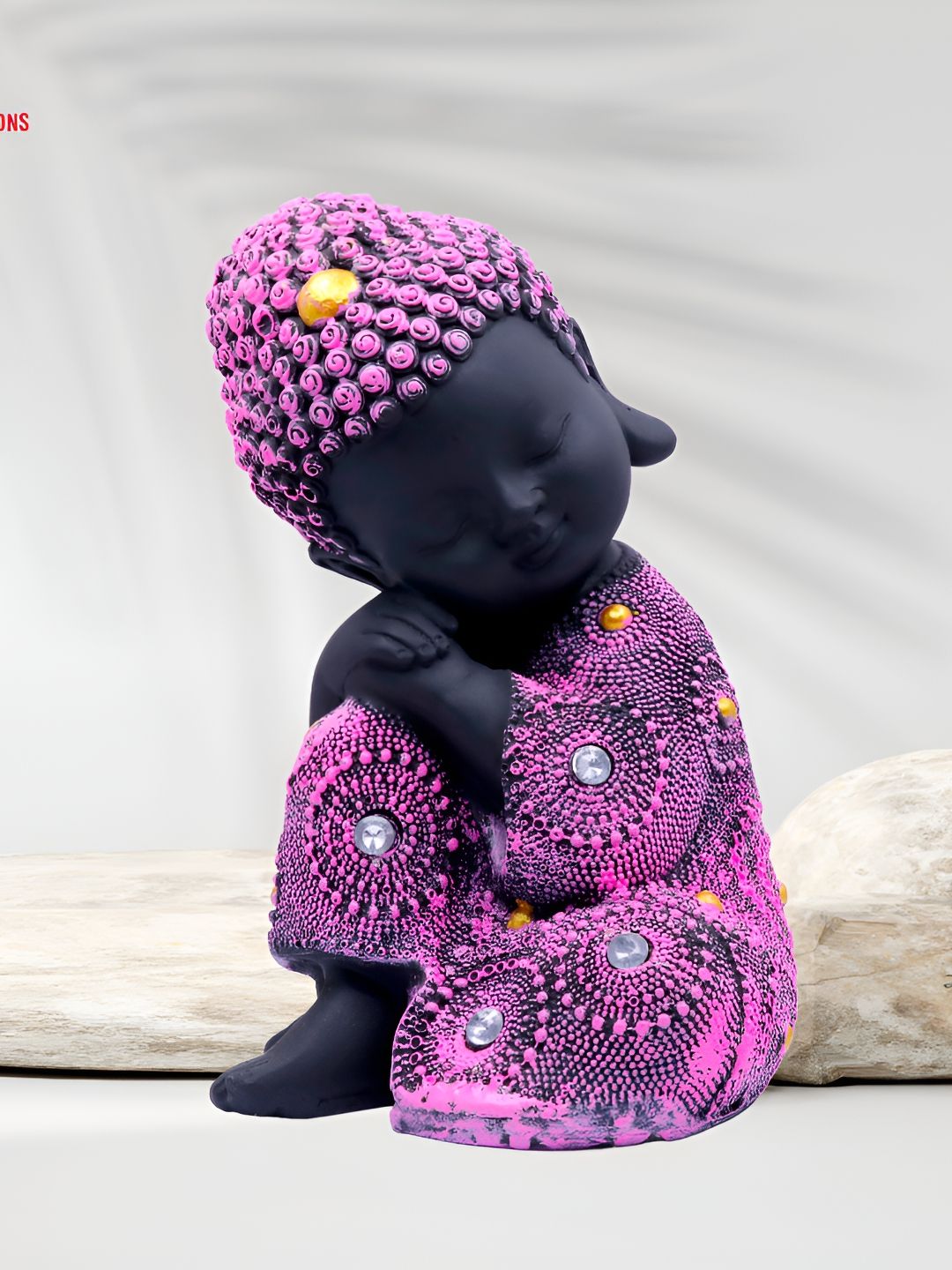 GW CREATIONS Pink & Black Buddha Idol Showpiece-picture-11