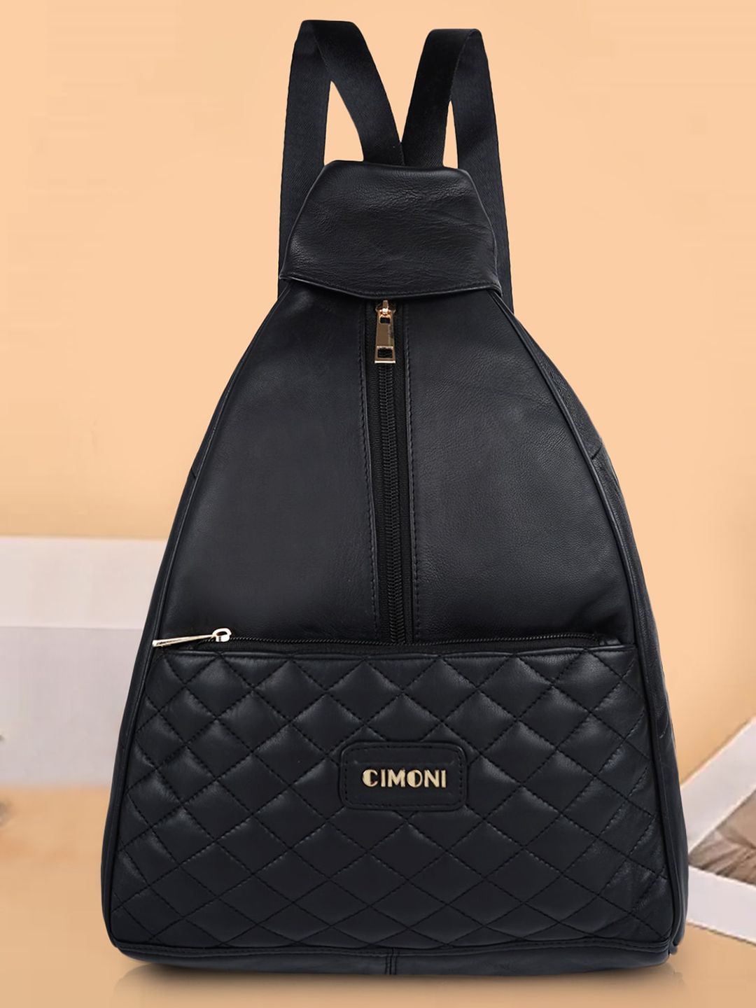 CIMONI Textured Leather Backpack With Quilted-picture-47