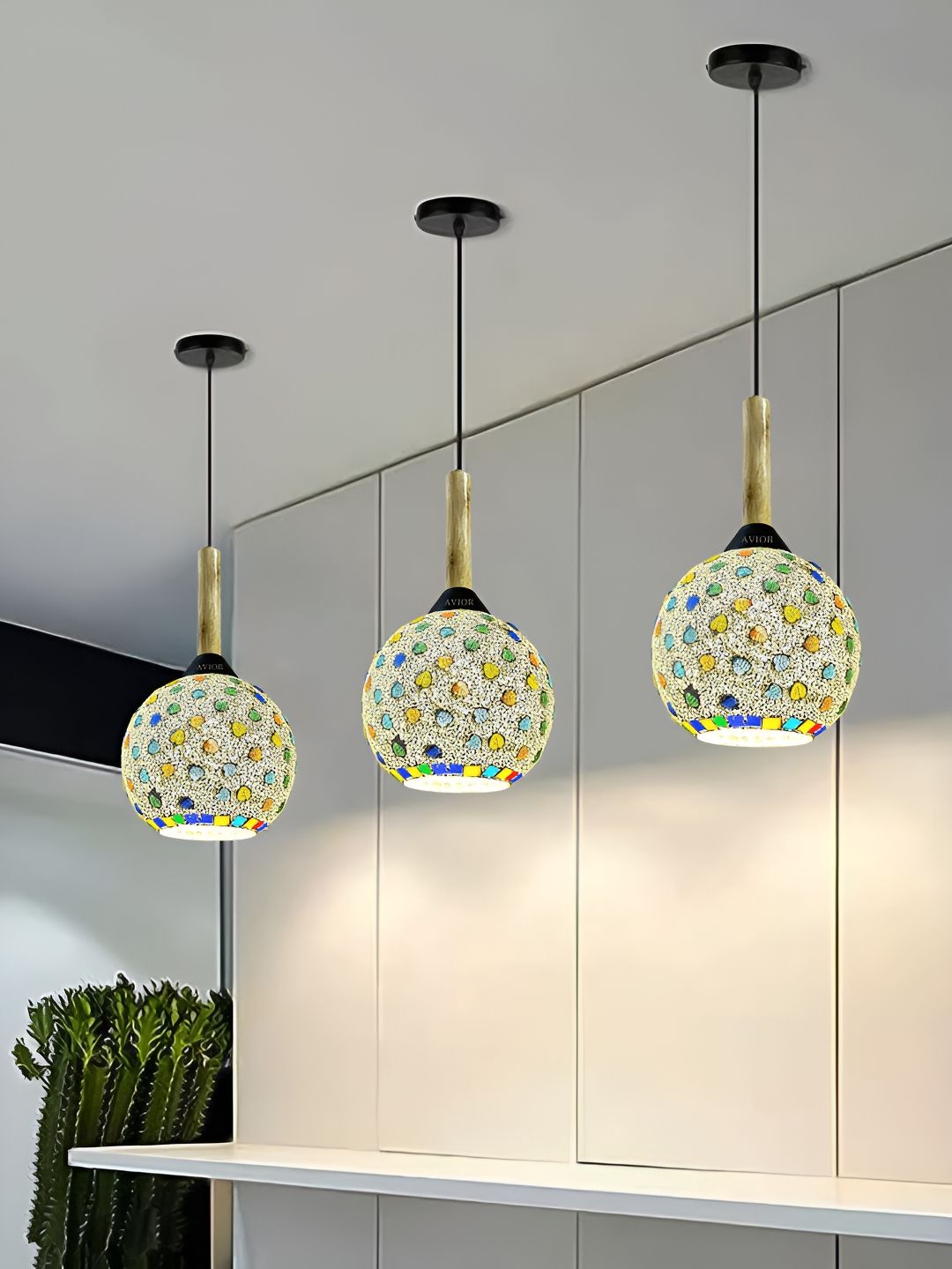 Cruv White Contemporary Spherical Glass Ceiling Lamp