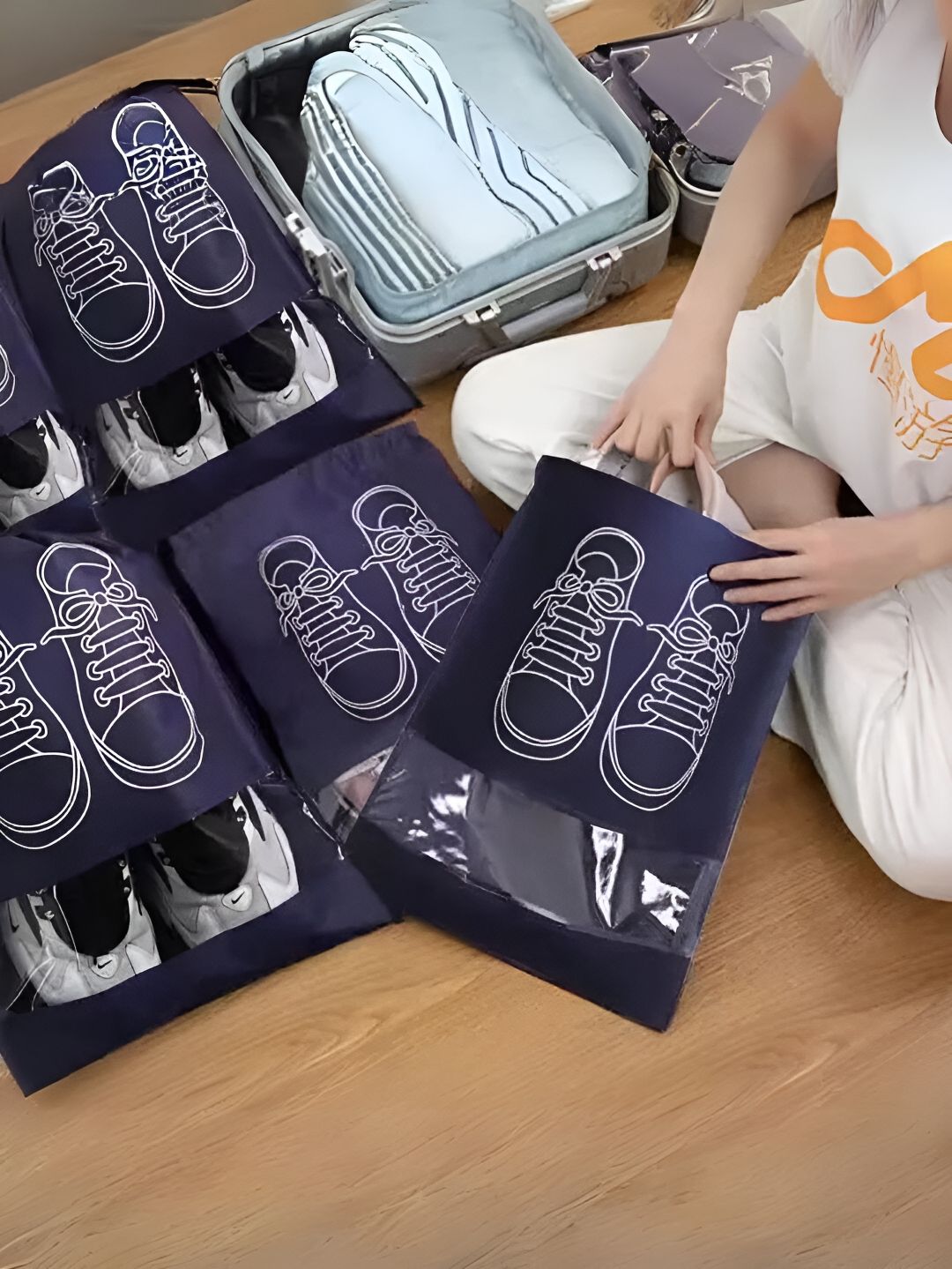 YELONA Blue 12 Pieces Reusable Shoes Organiser-image-15