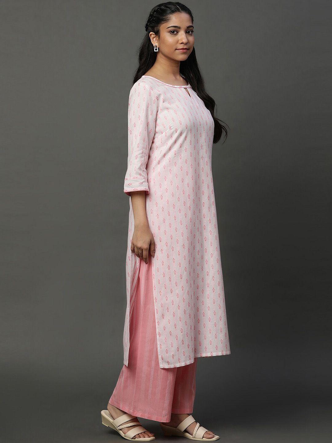 Ethnic Motifs Printed Pure Cotton Kurta with Palazzos & With Dupatta main image 1
