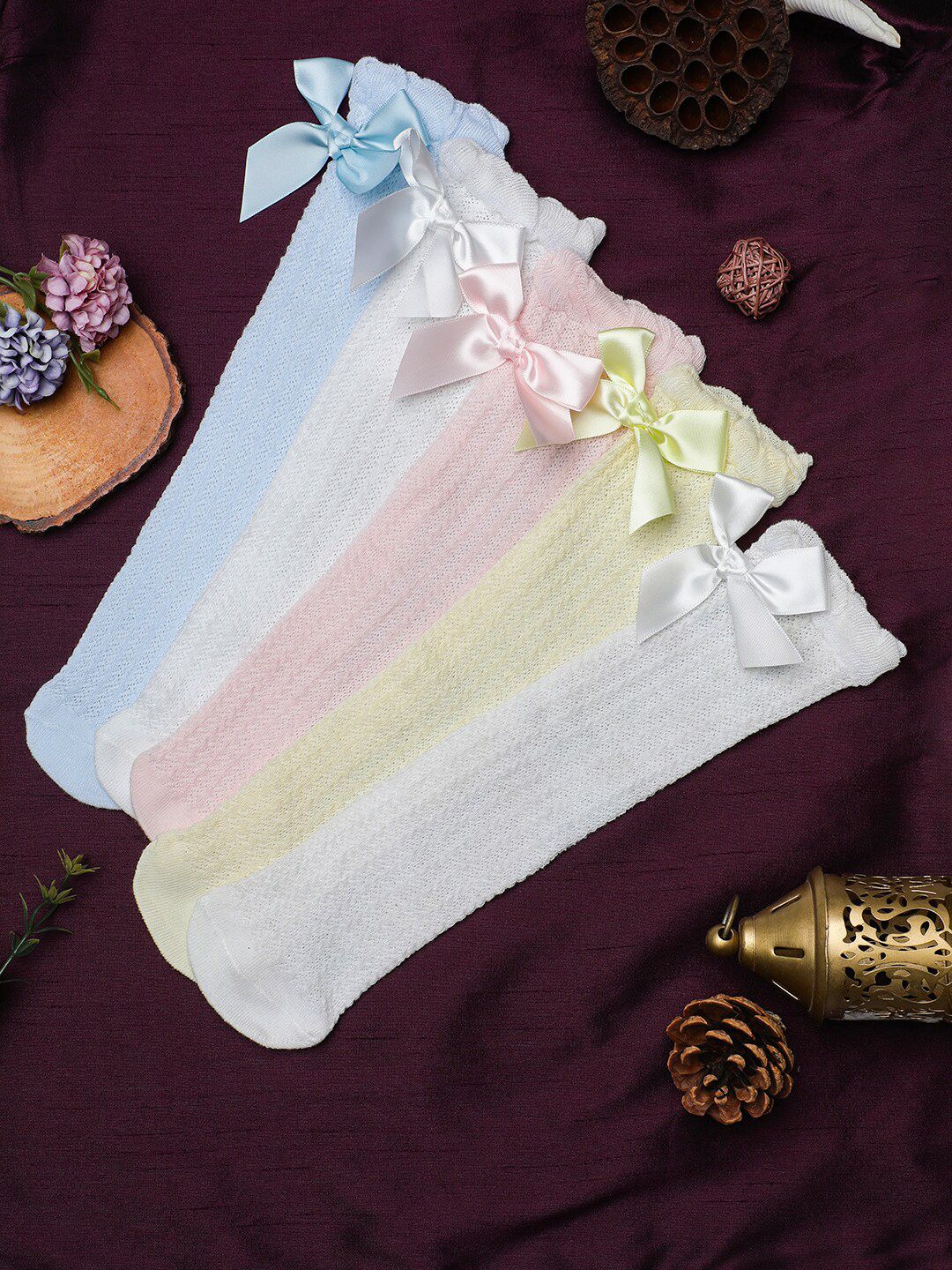 EL REGALO Girls Pack Of 5 Cotton Ankle-Length Socks-picture-21