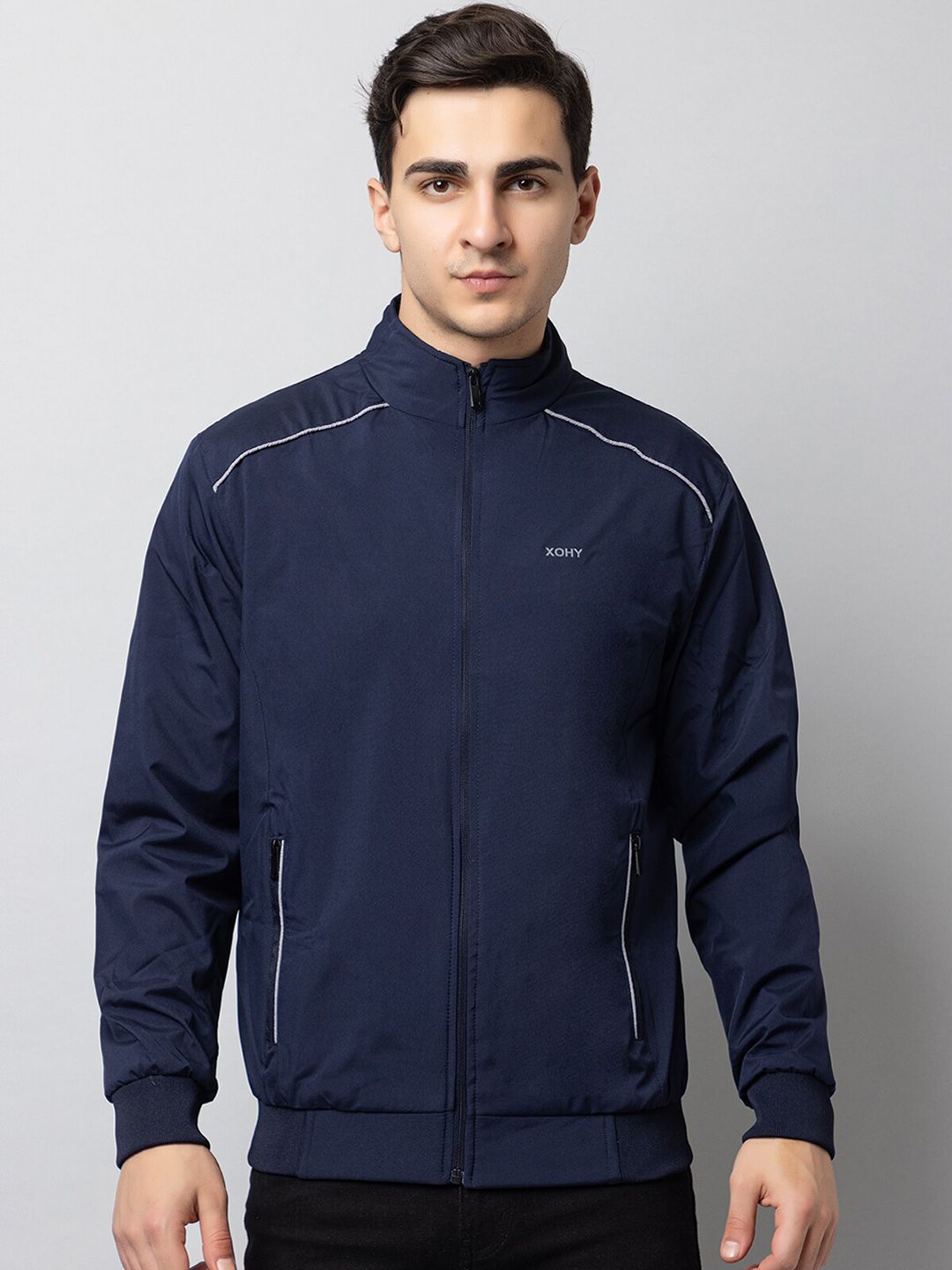 Xohy Long Sleeves Mock Collar Lightweight Bomber Jacket-picture-34