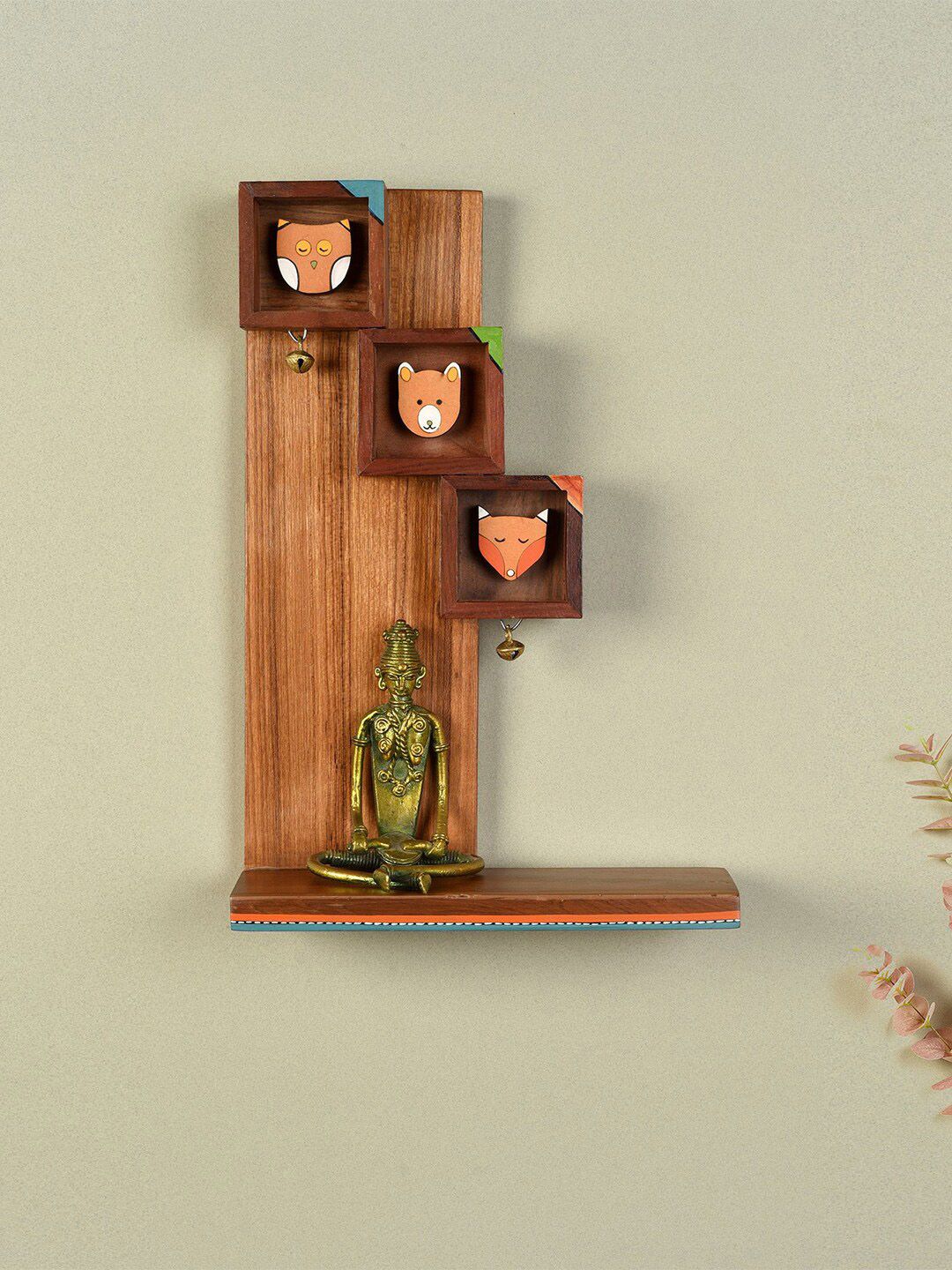 AAKRITI ART CREATIONS Brown Wooden Pocket Wall Shelf-picture-43