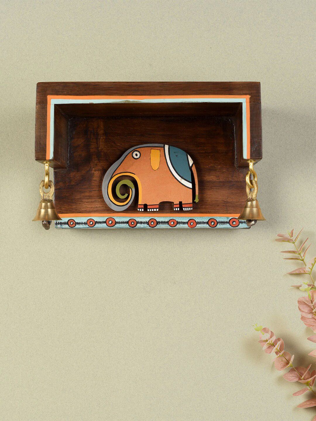 AAKRITI ART CREATIONS Brown Wooden Rectangular Elephant Sam Pocket Wall Decor Shelf-image-38