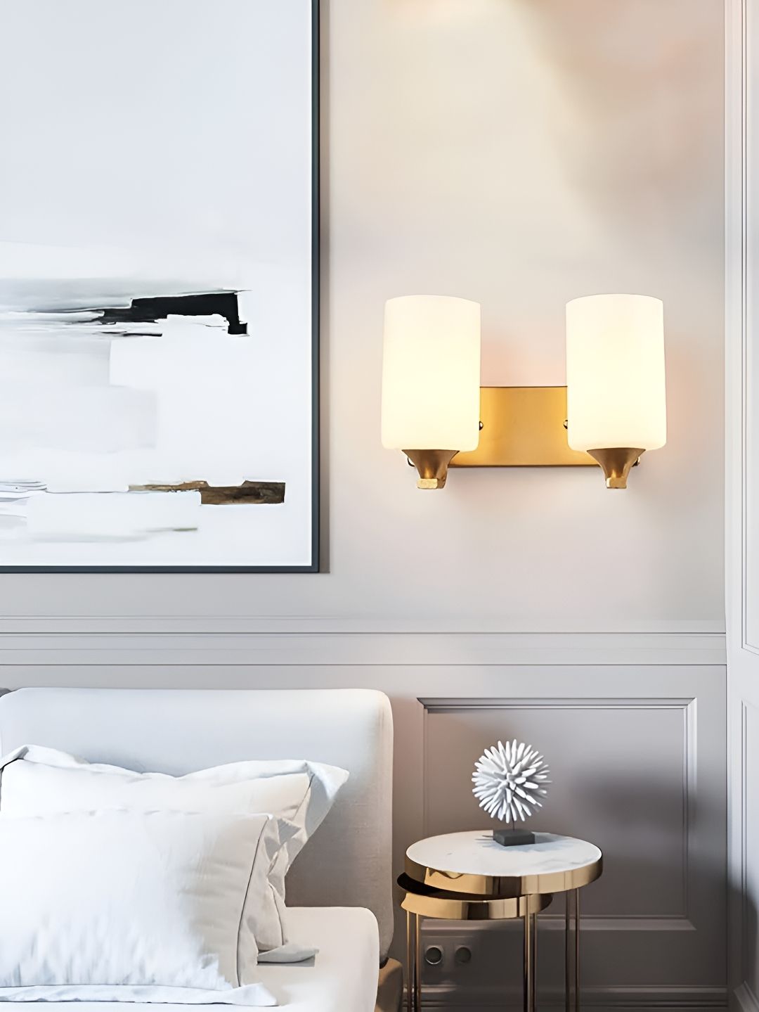 Cruv Gold Toned Metal Cylindrical Shaped Wall Lamp-image-8