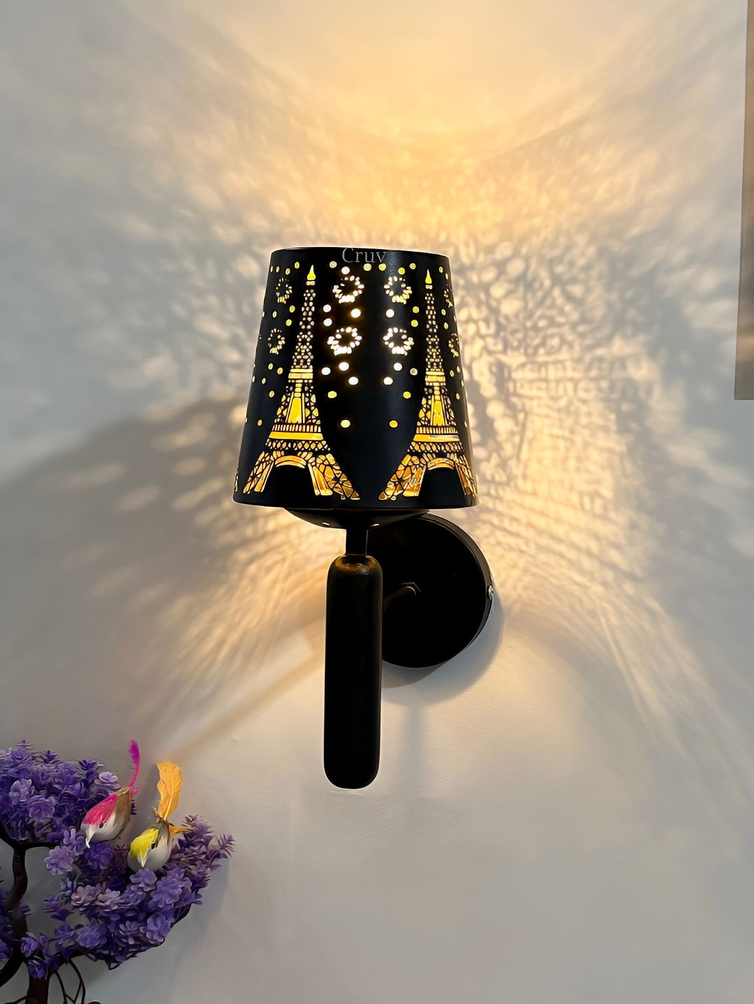 Cruv Black Textured Frustum Shaped Metal Wall Lamp-picture-19