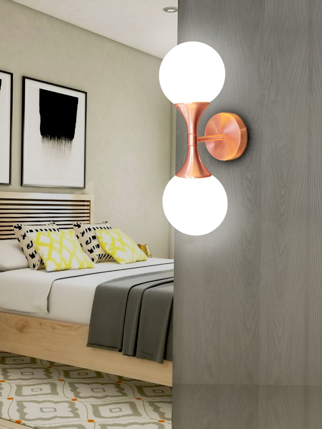Cruv Copper-Toned Spherical Shaped Metal Wall Lamp-image-1