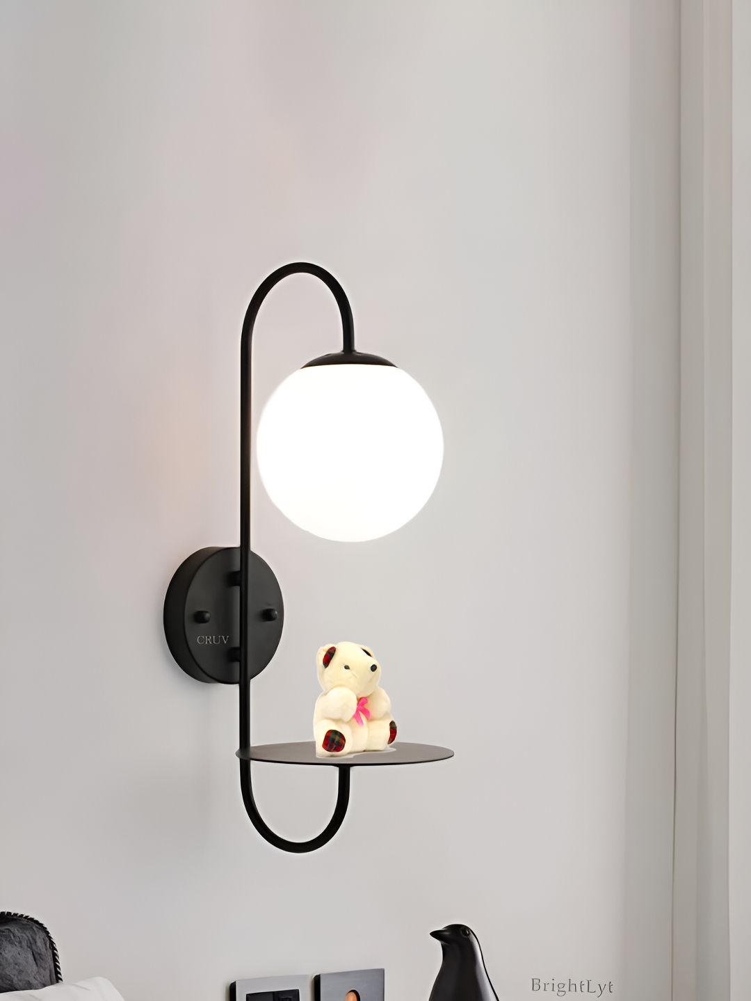 Cruv Black & White Spherical Shaped Metal Wall Lamp-picture-22