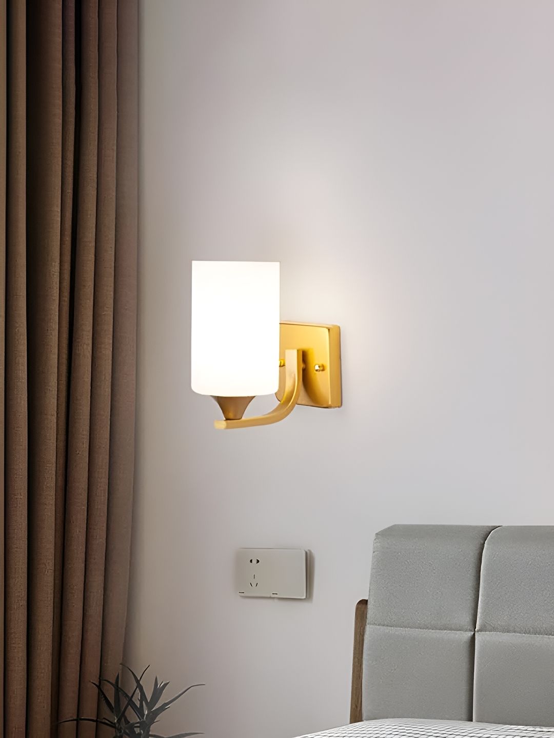 Cruv Gold Toned & White Cylinder Metal Wall Lamp-picture-48