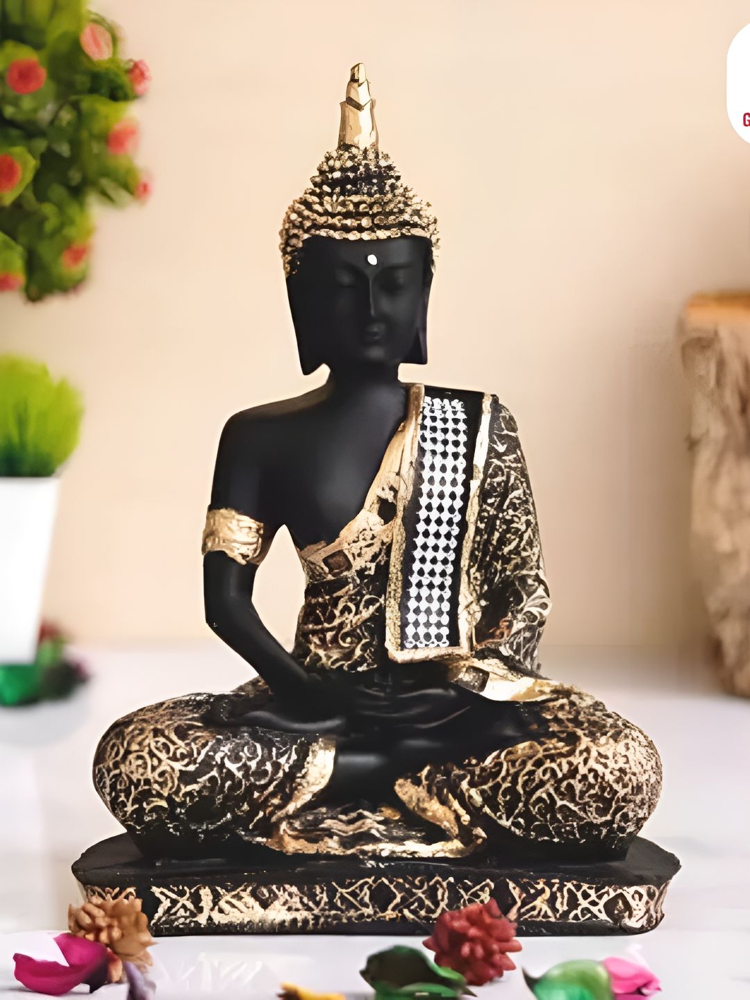 GW CREATIONS Black & Gold-Toned Buddha Idol Showpiece-picture-24
