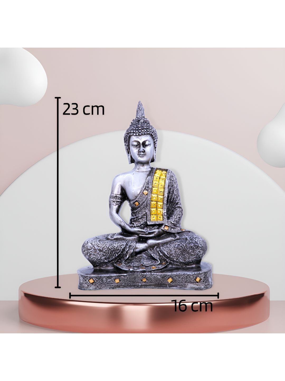 GW CREATIONS Grey Buddha Idol Showpiece-image-5