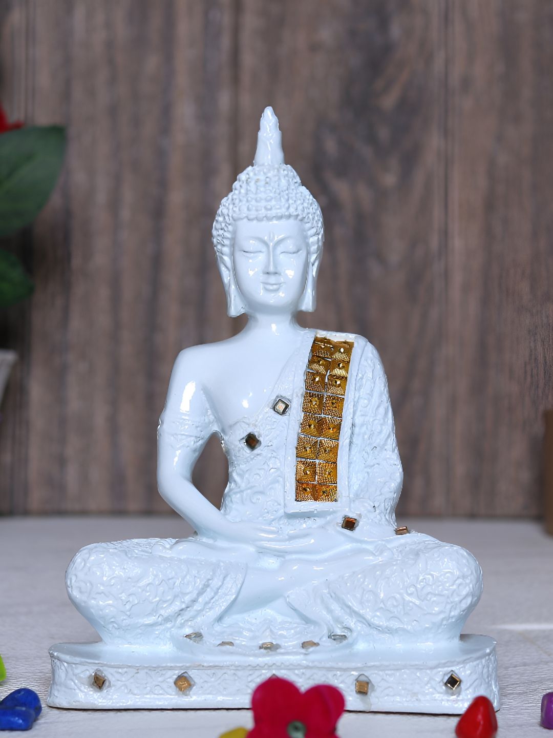 GW CREATIONS Light Blue & Gold-Toned Buddha Idol Showpiece-image-30