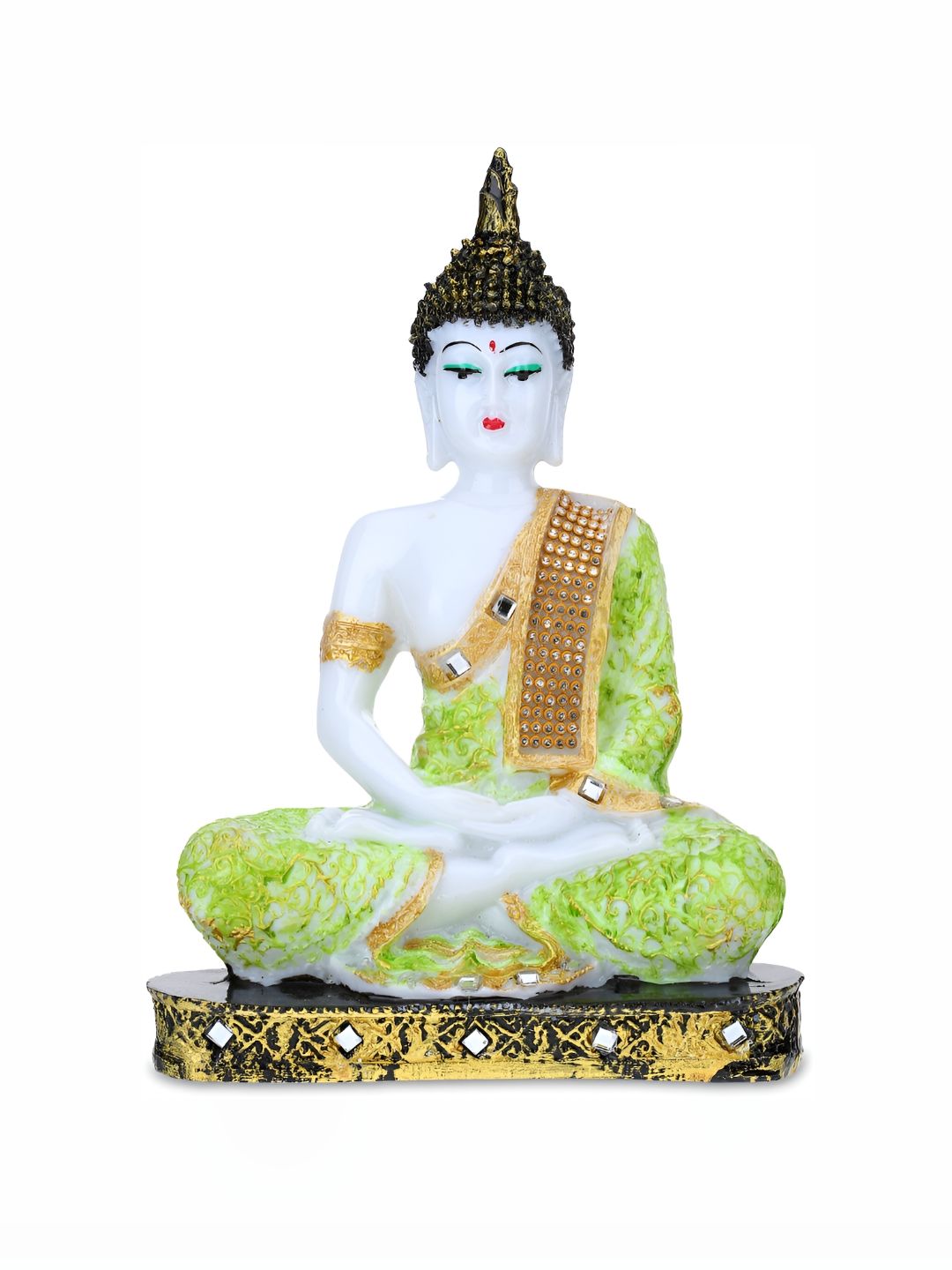 GW CREATIONS White & Green Marble Buddha Idol Showpiece-image-31