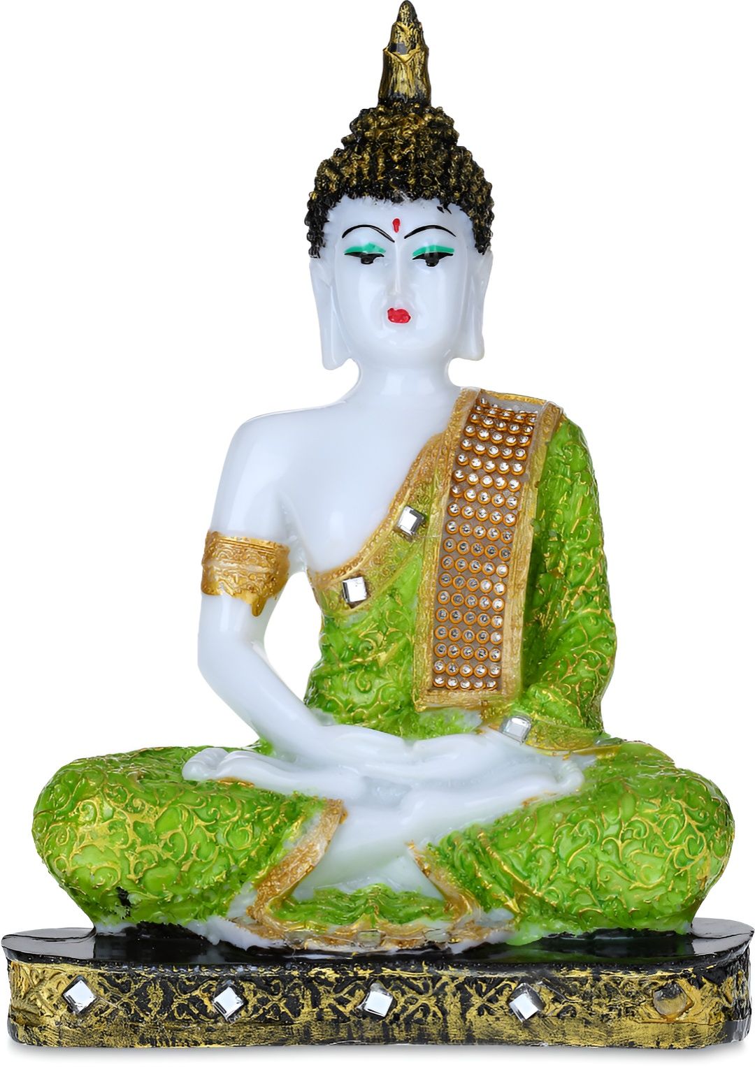 GW CREATIONS White & Green Marble Buddha Idol Showpiece-image-35