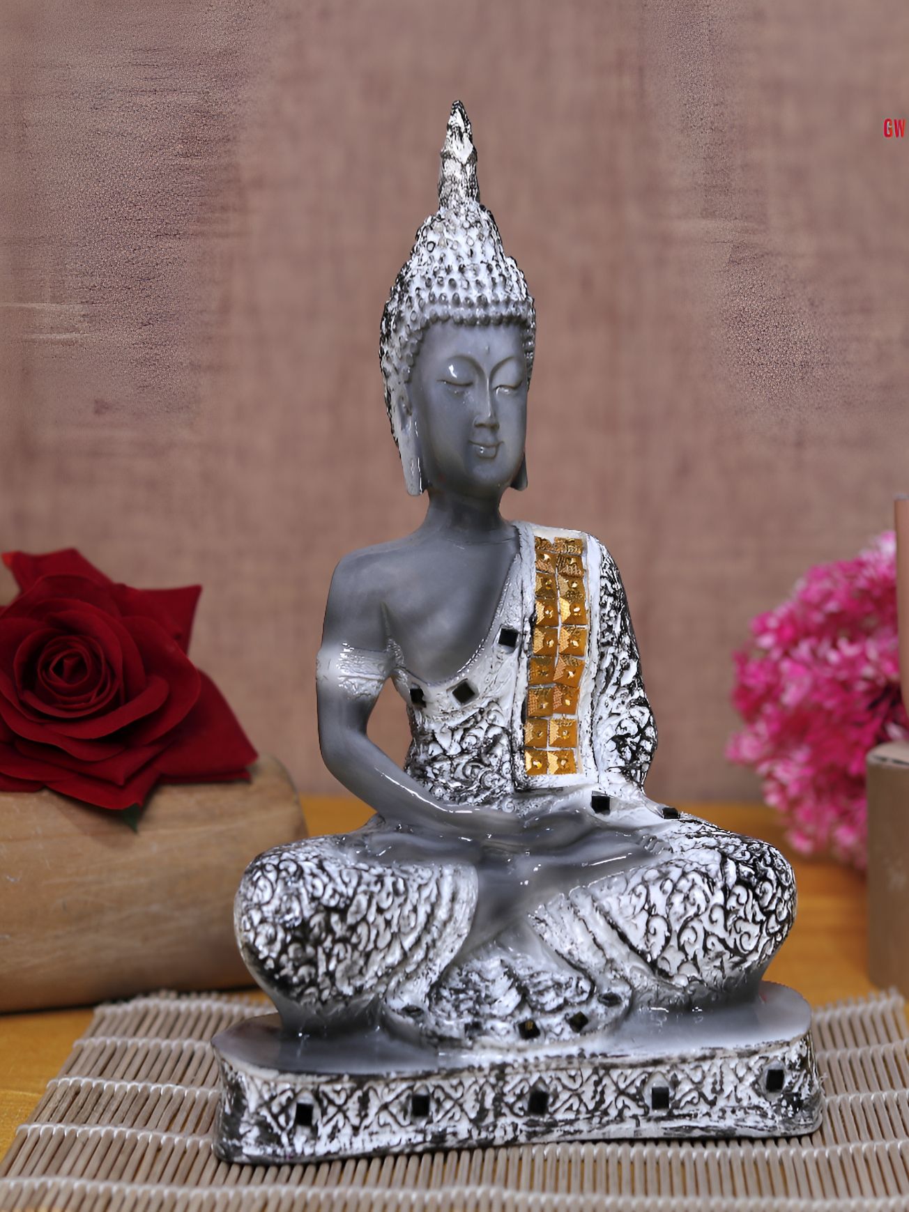 GW CREATIONS Black & White Buddha Idol Showpiece-image-31